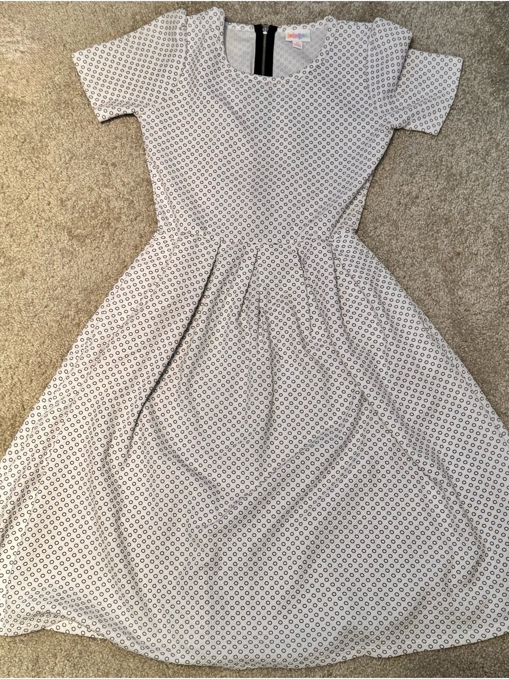 LuLaRoe White Dress with Black Micro Dot Pattern